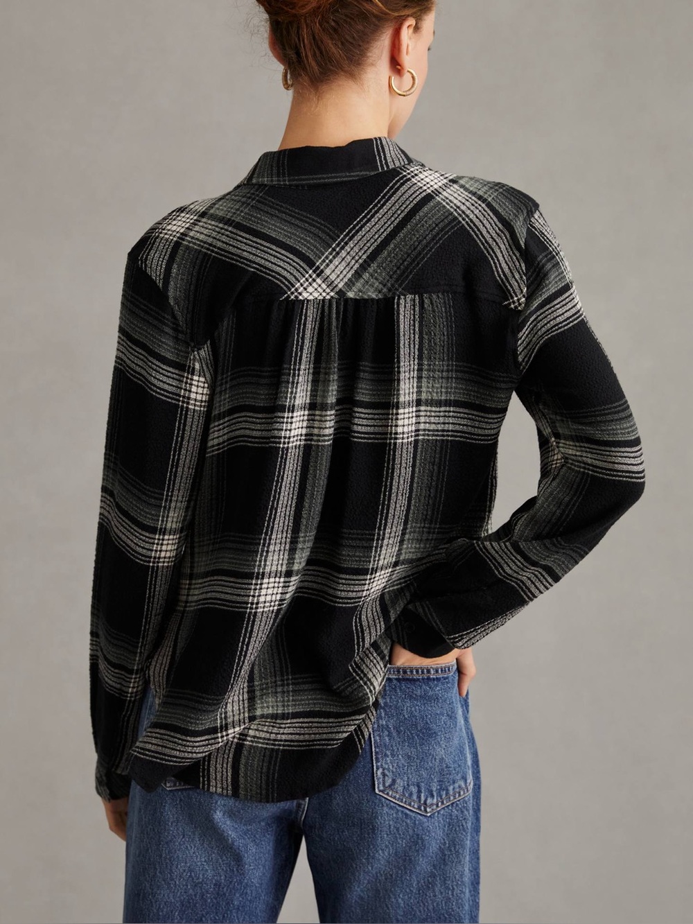NWT Anthropologie Cloth & Stone Plaid Button Up Shirt XL - Picture 3 of 15